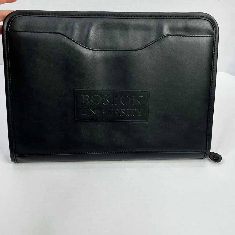 Portfolio Boston University Black Embossed Front Organizational Pockets